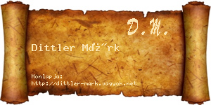 Dittler Márk névjegykártya